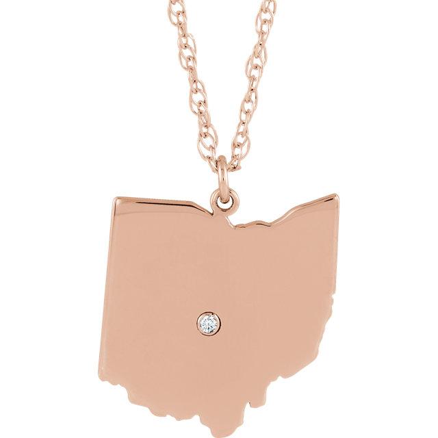 14k 10k yellow rose white gold diamond silver ohio oh state map personalized city necklace