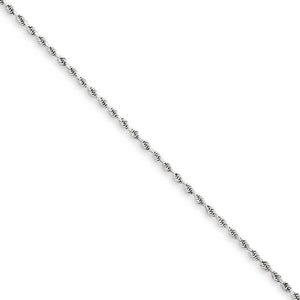 14k White Gold 1.5mm Diamond Cut Rope Bracelet Anklet Choker Necklace Pendant Chain