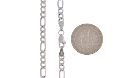 14k white gold 3.5mm lightweight figaro bracelet anklet choker necklace pendant chain