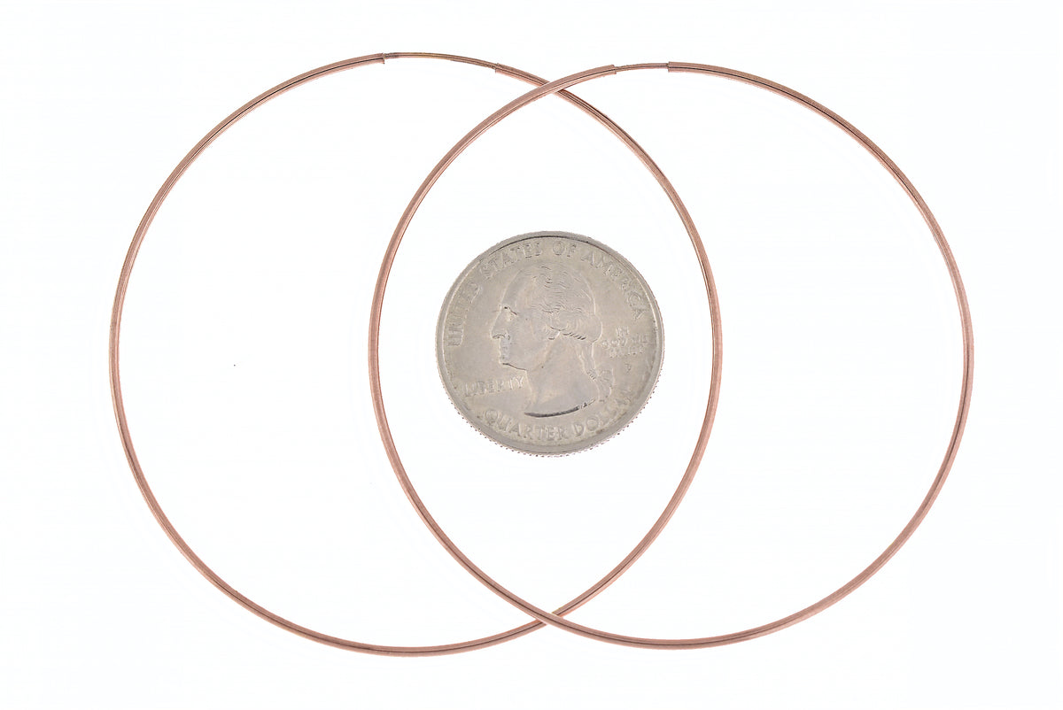 14k rose gold classic endless round hoop earrings 60mm x 1.25mm