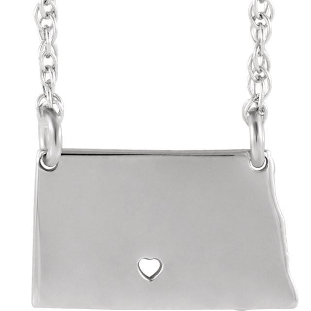 14k gold 10k gold silver north dakota nd state map necklace heart personalized city