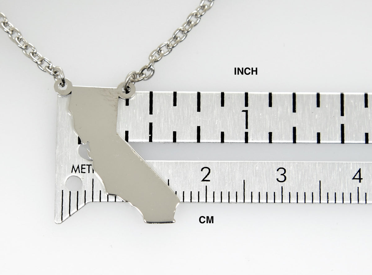 14k gold or sterling silver california ca state necklace personalized monogram