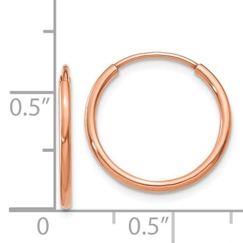 14k rose gold classic endless round hoop earrings 15mm x 1.25mm