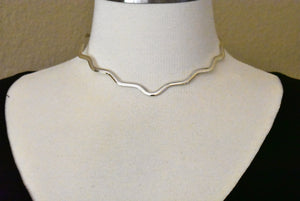 Sterling Silver 3mm Wavy V Shaped Flexible Neck Collar Necklace Slip On