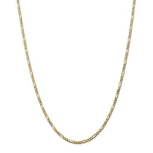 14k yellow gold 2.75mm flat figaro bracelet anklet choker necklace pendant chain