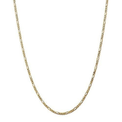 14k yellow gold 2.75mm flat figaro bracelet anklet choker necklace pendant chain