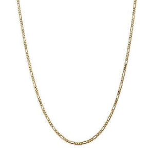 14K Yellow Gold 2.75mm Flat Figaro Bracelet Anklet Choker Necklace Pendant Chain