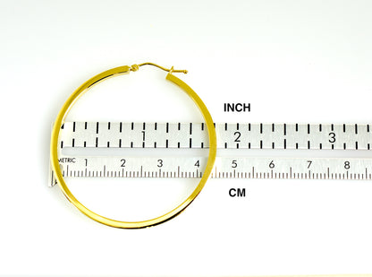 14k yellow gold square tube round hoop earrings 45mm x 2mm