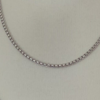 14K White Gold 3.6mm Round Box Bracelet Anklet Choker Necklace Pendant Chain Lobster Clasp