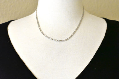 14k white gold 3.5mm lightweight figaro bracelet anklet choker necklace pendant chain