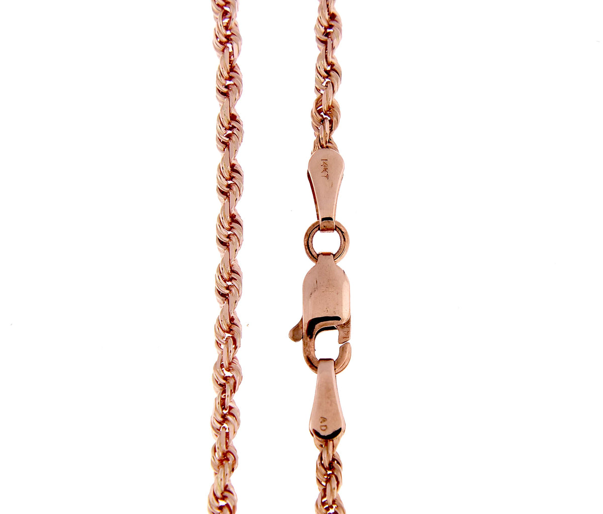 14k rose gold 2.5mm diamond cut rope bracelet anklet necklace pendant choker chain
