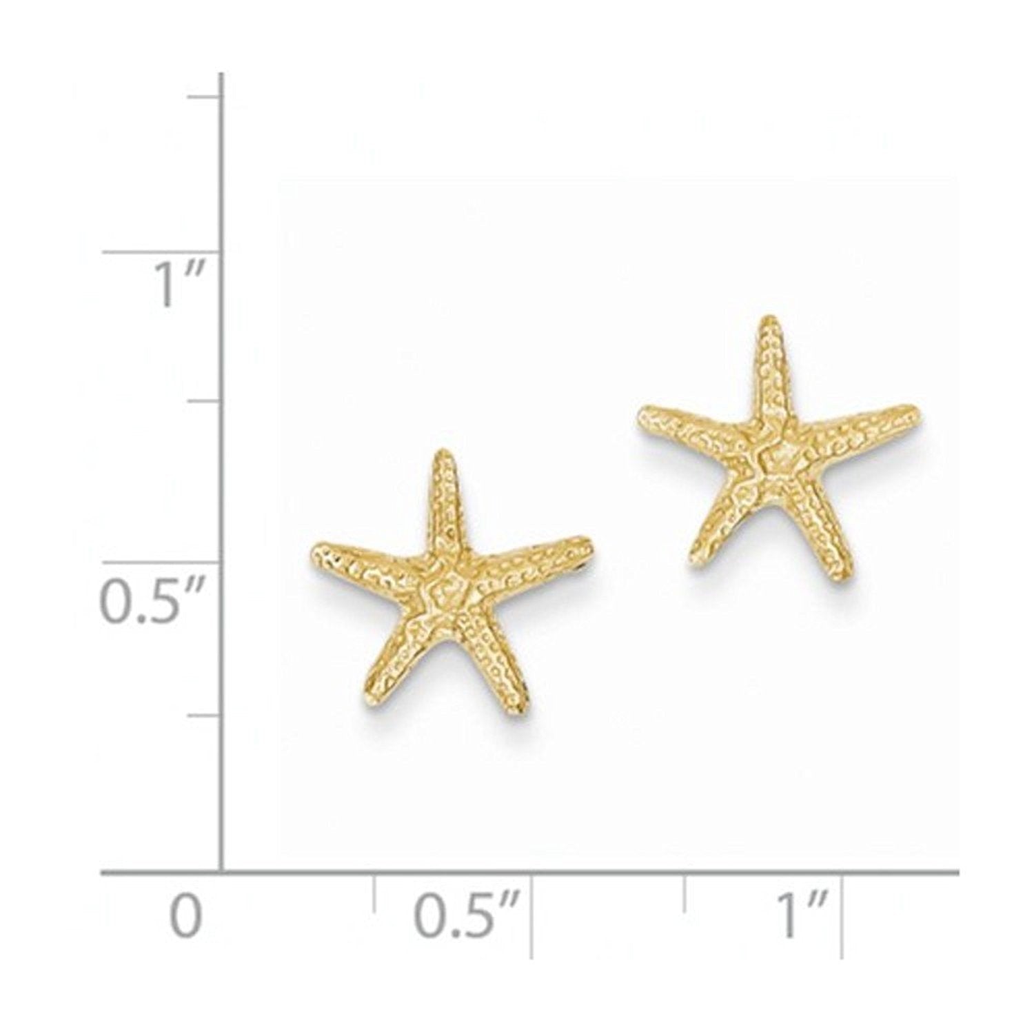 14k Yellow Gold Starfish Stud Post Push Back Earrings