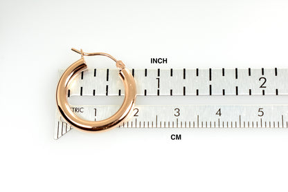14k rose gold classic round hoop earrings 19mm x 3mm