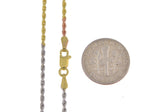 將圖片載入圖庫檢視器 14K Yellow White Rose Gold Tri Color 1.75mm Diamond Cut Rope Bracelet Anklet Choker Necklace Chain
