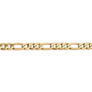 14K Yellow Gold 7.5mm Flat Figaro Bracelet Anklet Choker Necklace Pendant Chain