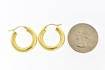 14k yellow gold classic round hoop earrings 20mm x 4mm