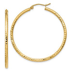 Load image into Gallery viewer, 14k Yellow Gold Diamond Cut Classic Round Hoop Earrings 40mm x 2mm
