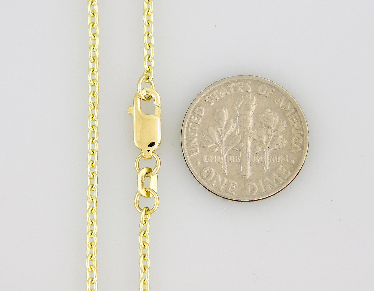 14k yellow gold 2mm cable bracelet anklet choker necklace pendant chain lobster clasp