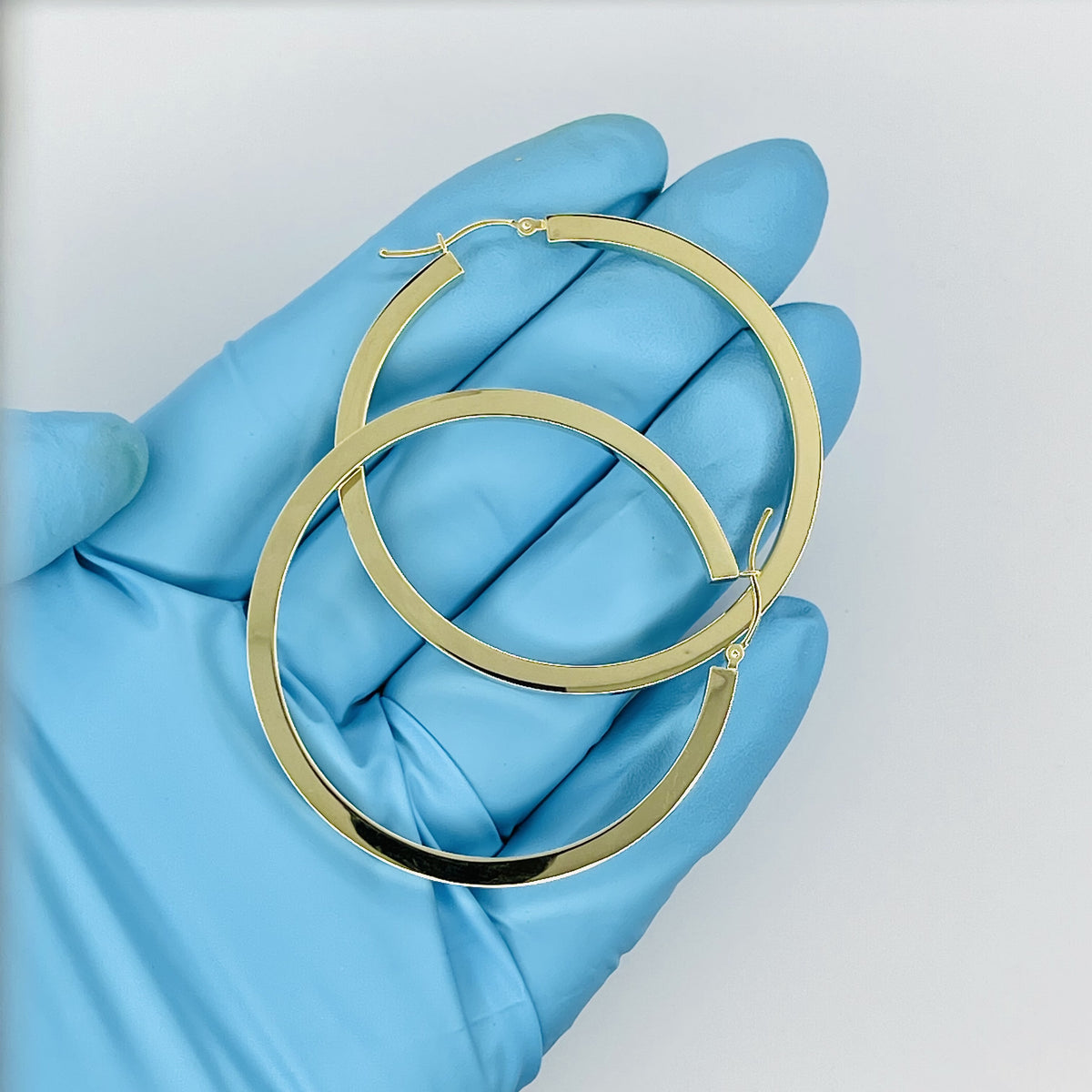 10k yellow gold classic square tube round hoop earrings 52mm x 3mm