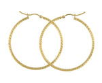 이미지를 갤러리 뷰어에 로드 , 14k Yellow Gold Diamond Cut Classic Round Hoop Earrings 40mm x 2mm
