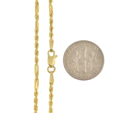 14k yellow gold 2.25mm diamond cut milano rope bracelet anklet necklace pendant chain