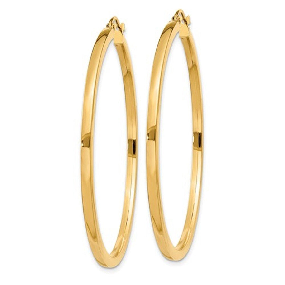14k yellow gold square tube round hoop earrings 45mm x 2mm
