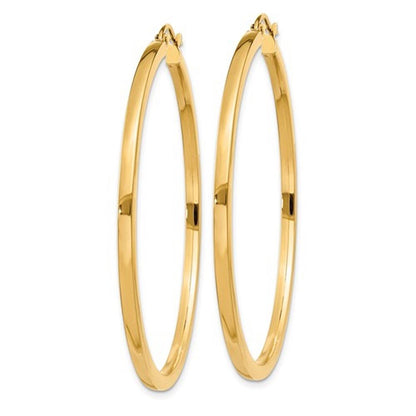14k yellow gold square tube round hoop earrings 45mm x 2mm