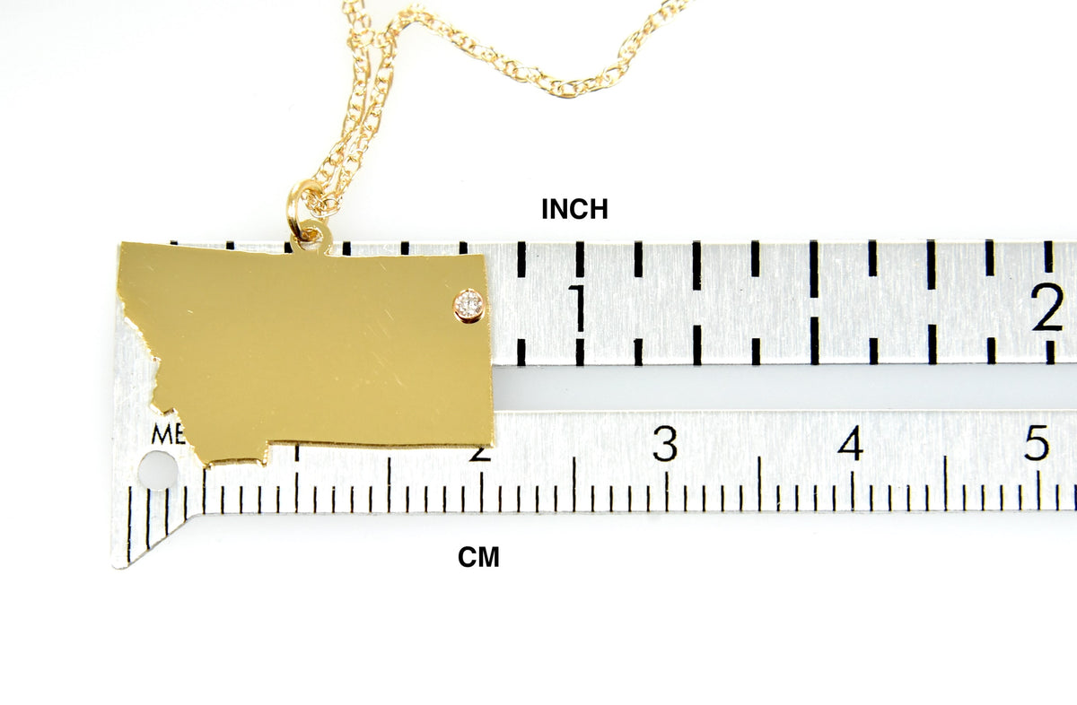 14k 10k yellow rose white gold diamond silver montana mt state map personalized city necklace