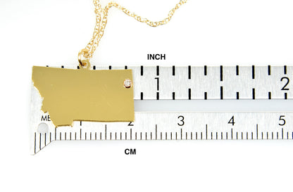 14k 10k yellow rose white gold diamond silver montana mt state map personalized city necklace