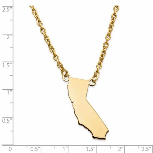 14k gold or sterling silver california ca state necklace personalized monogram
