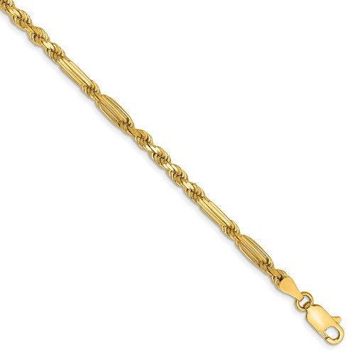14k yellow gold 3mm diamond cut milano rope bracelet anklet necklace pendant chain