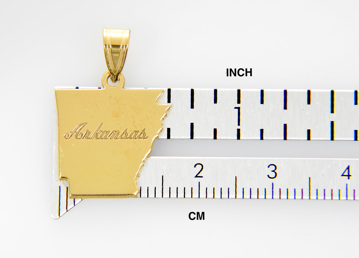 14k gold or sterling silver arkansas ar state pendant charm personalized monogram