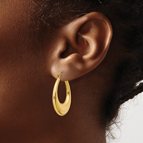 14k yellow gold classic fancy hoop earrings 25mm
