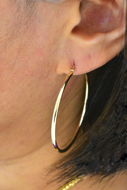 14k yellow gold classic round hoop earrings 44mmx2mm