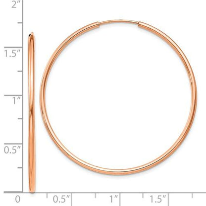 14k rose gold classic endless round hoop earrings 40mm x 1.5mm