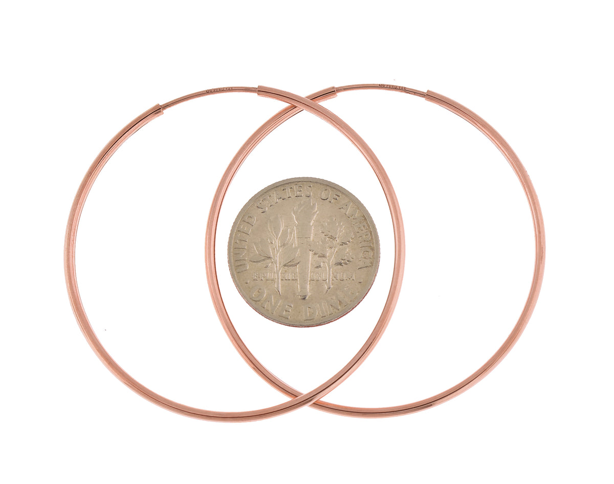 14k rose gold classic endless round hoop earrings 38mm x 1.5mm