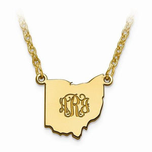 14K Gold or Sterling Silver New Mexico NM State Name Necklace Personalized Monogram