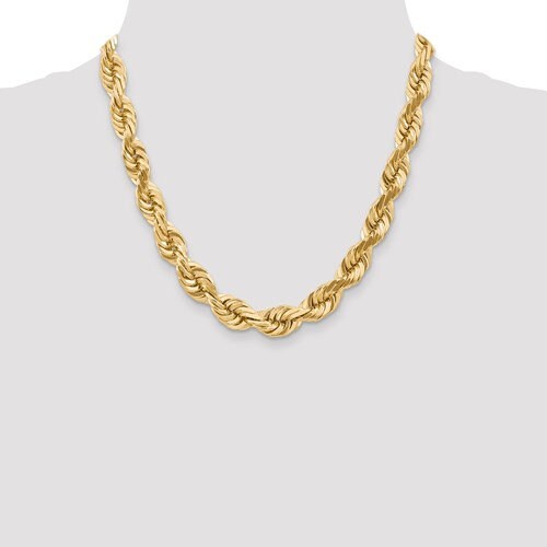 14K Solid Yellow Gold 10mm Diamond Cut Rope Bracelet Anklet Choker Necklace Pendant Chain