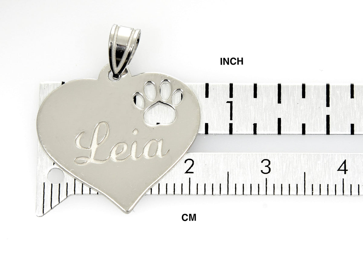14k 10k yellow rose white gold or sterling silver paw print cut out personalized pendant charm