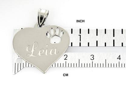 14k 10k yellow rose white gold or sterling silver paw print cut out personalized pendant charm