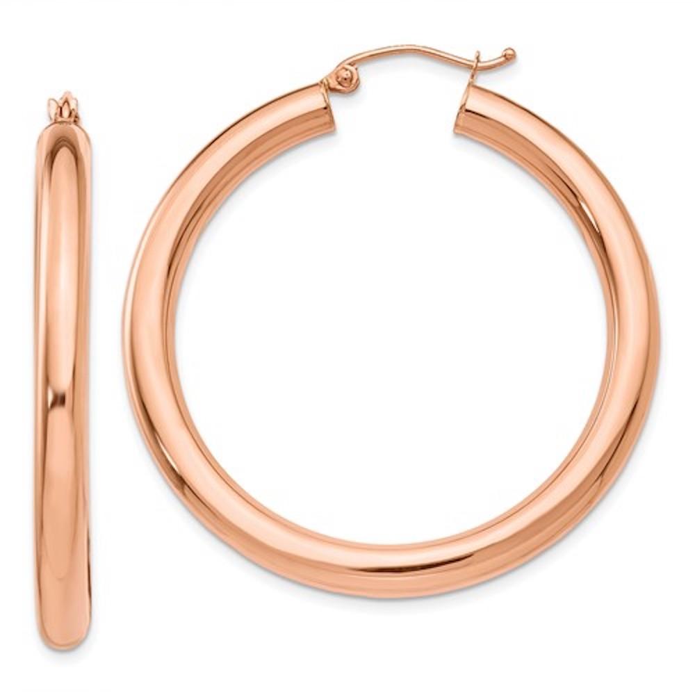 14k rose gold classic round hoop earrings 40mm x 4mm