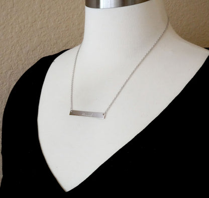 14k 10k gold sterling silver large name bar nameplate necklace personalized