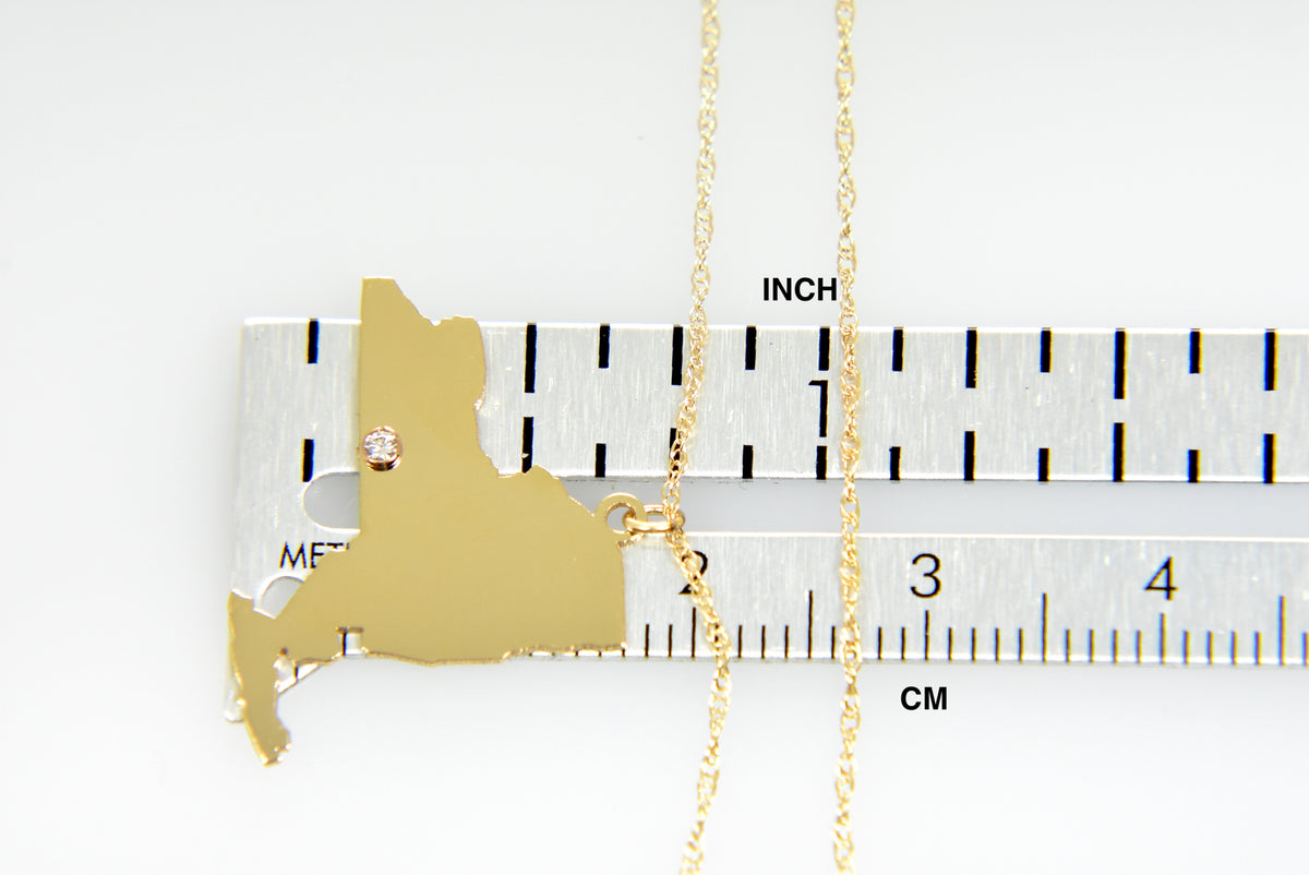 14k 10k yellow rose white gold diamond silver new york ny state map personalized city necklace