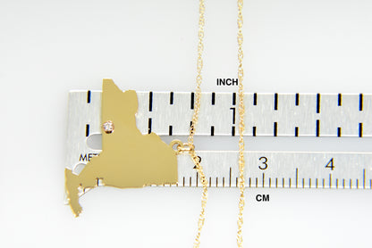 14k 10k yellow rose white gold diamond silver new york ny state map personalized city necklace