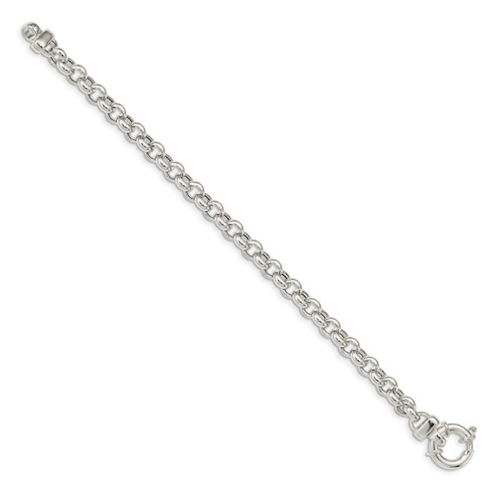 sterling silver 6mm fancy link rolo bracelet chain spring ring clasp 7.5 inches