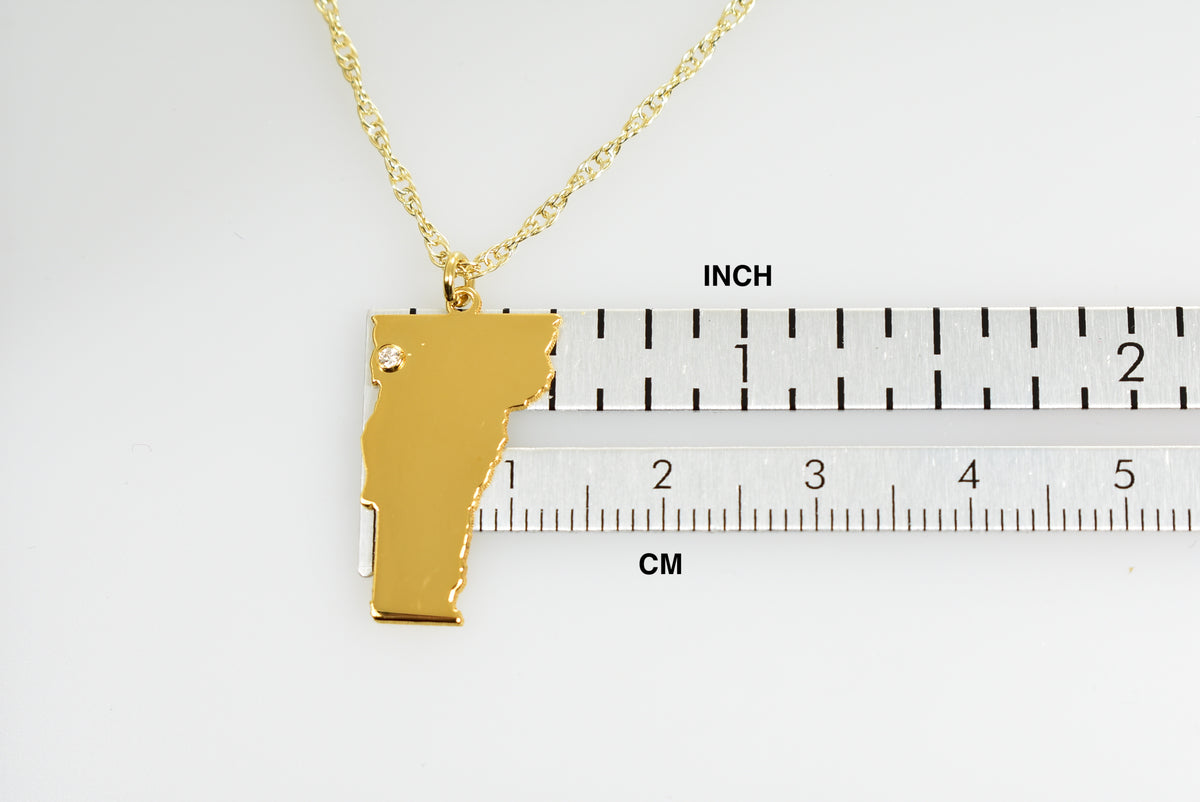 14k gold 10k gold silver vermont vt state map necklace heart personalized city