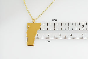 14k Gold 10k Gold Silver Vermont VT State Map Necklace Heart Personalized City