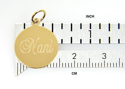 14k yellow gold 14mm round disc pendant charm letter initial engraved personalized monogram