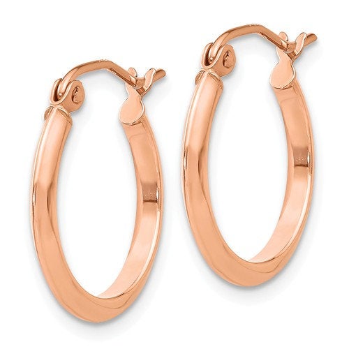 14k rose gold knife edge round hoop earrings 17mm x 2mm