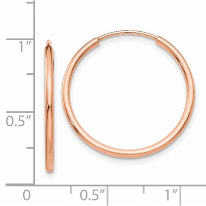 14k rose gold classic endless round hoop earrings 22mm x 1.5mm